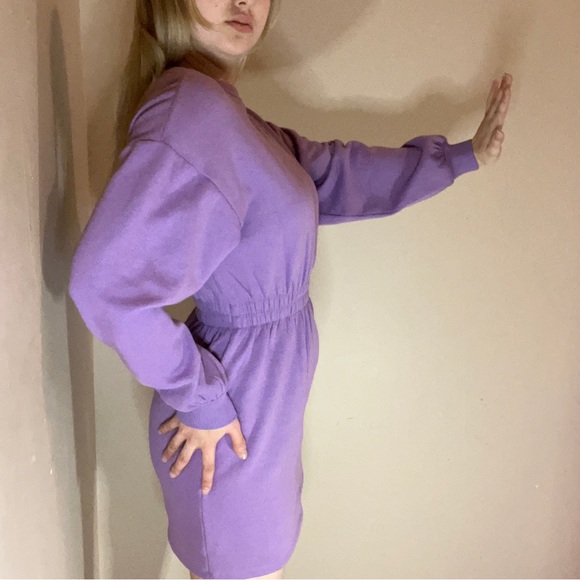 NWOT Cozy Purple Sinched Sweater Dress Long Sleeve - Picture 6 of 7
